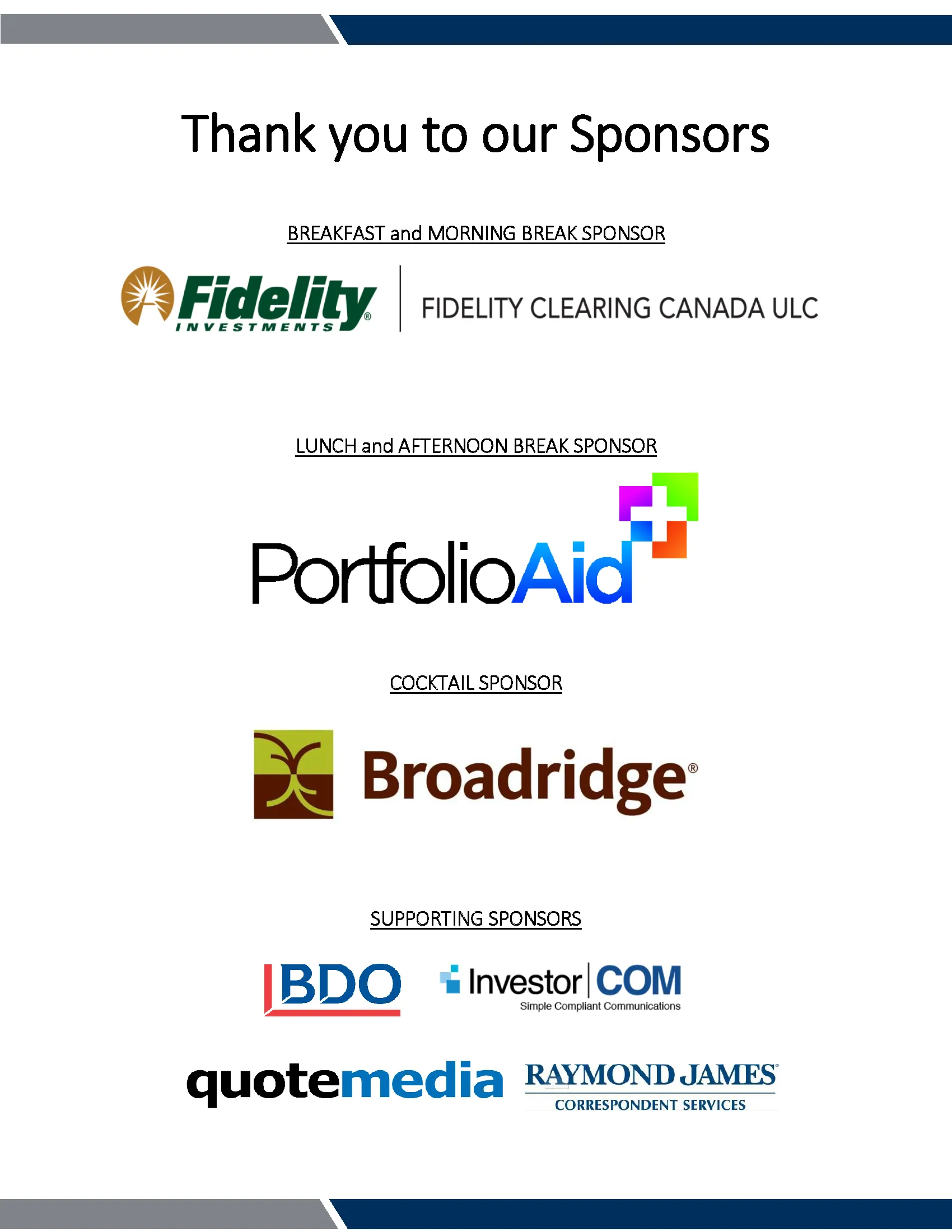 Thank you to our sponsors